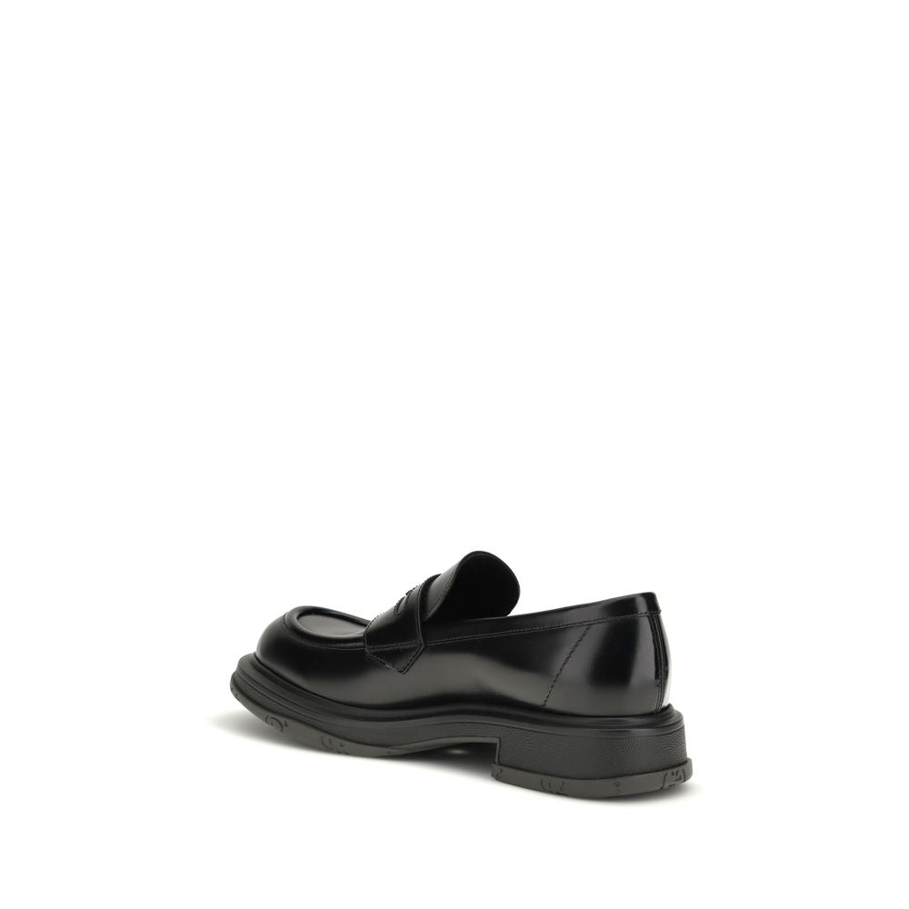 Gucci Black Calf Leather Bos Taurus Slip-On Loafers