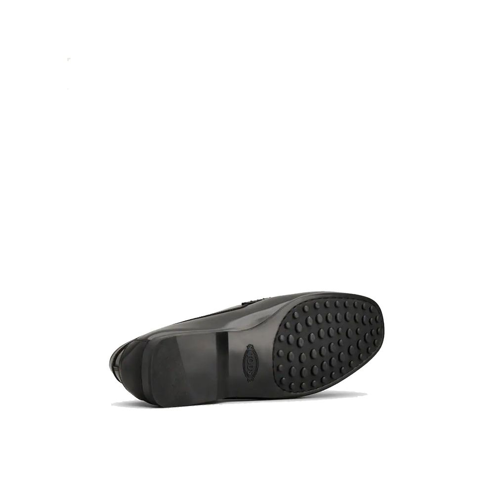 Tod's Black Calfskin Slip-On Loafers