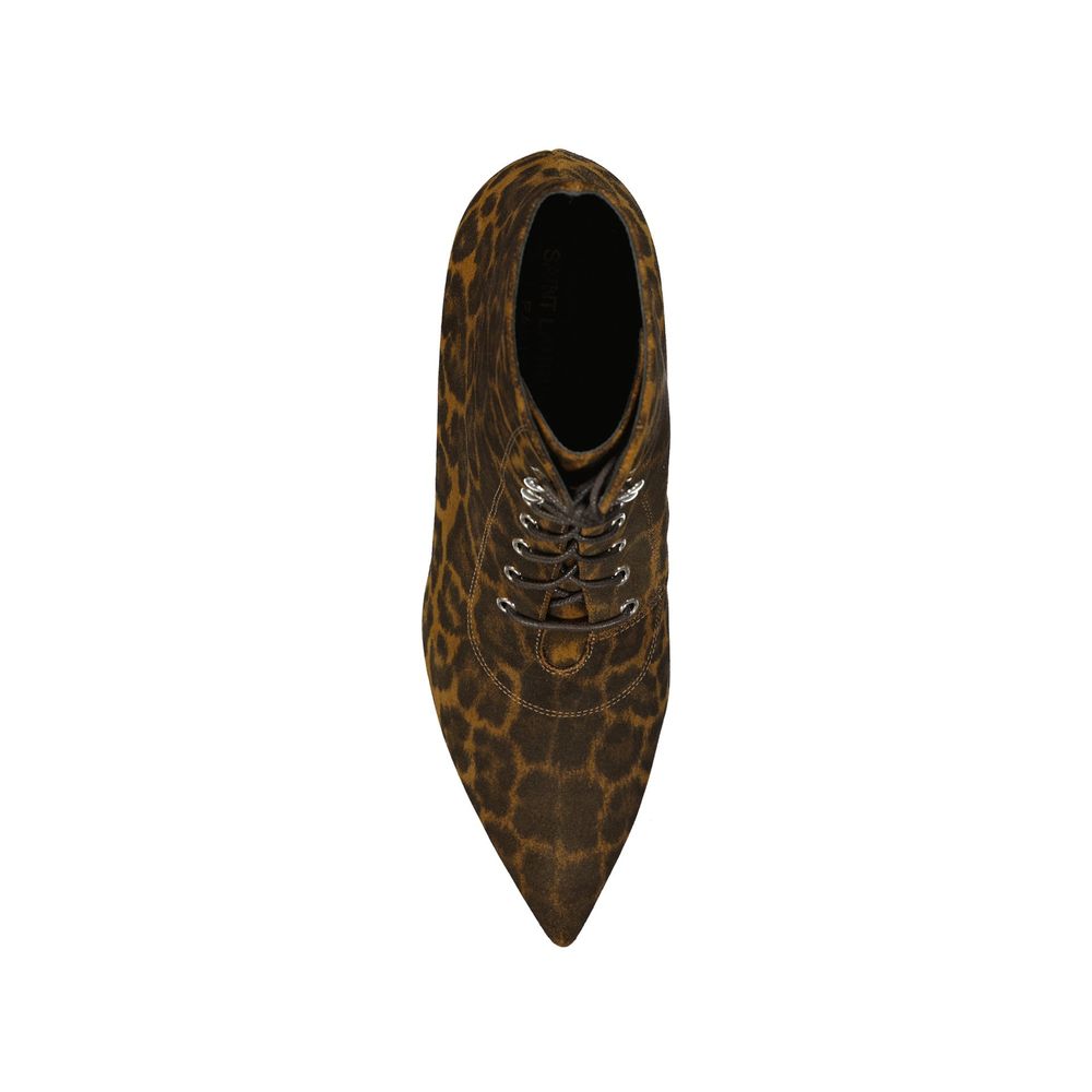 Saint Laurent Brown Calfskin Lace-Up Boots