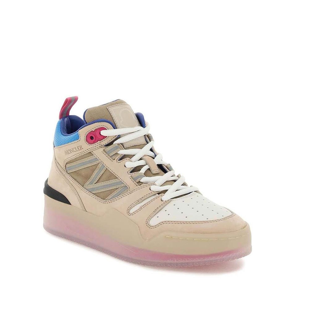 Moncler Beige Leather Athletic Sneakers