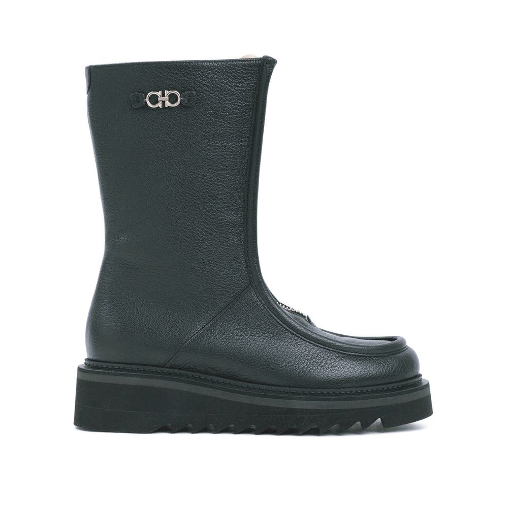 Salvatore Ferragamo Black Calfskin Ankle Boots