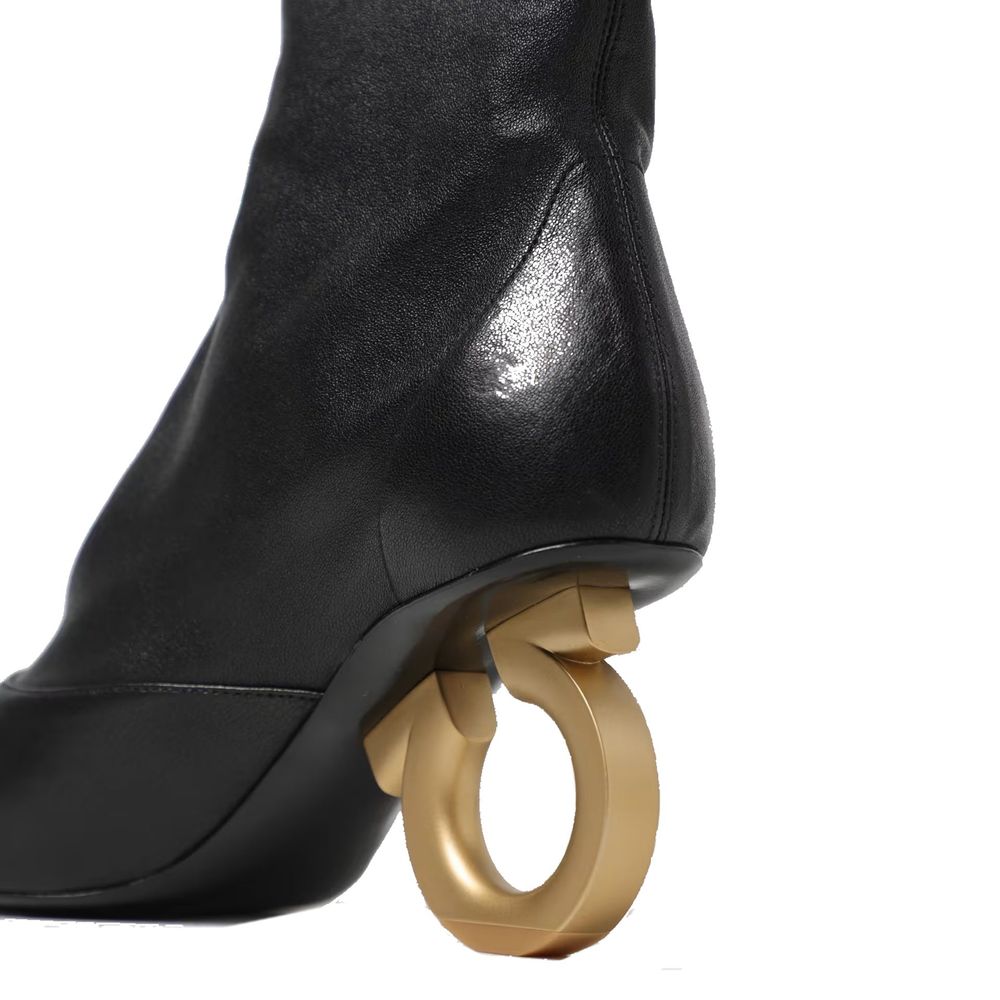 Salvatore Ferragamo Black Lamb Leather Ankle Boots