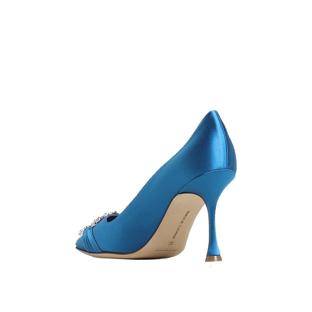 Manolo Blahnik Blue Silk Pumps