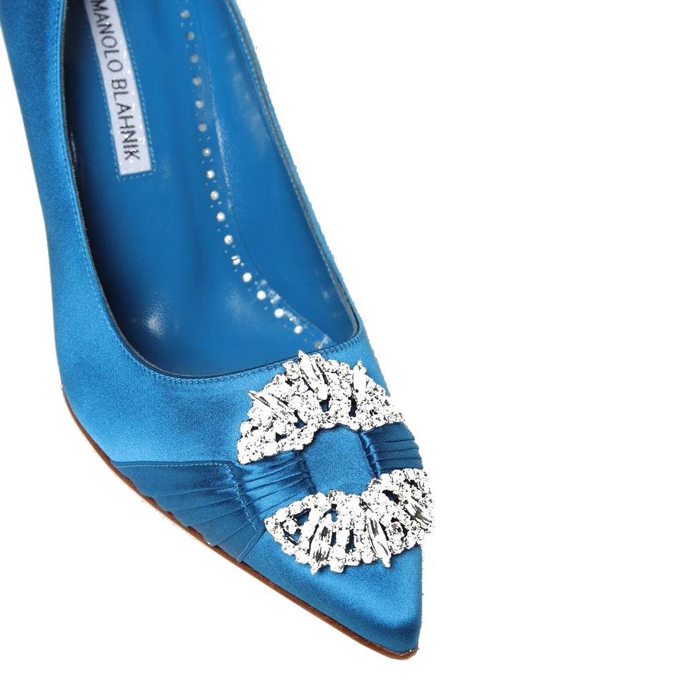 Manolo Blahnik Blue Silk Pumps