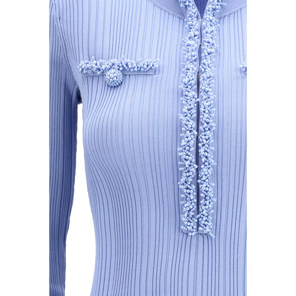 Self-Portrait Blue Viscose Casual Dress
