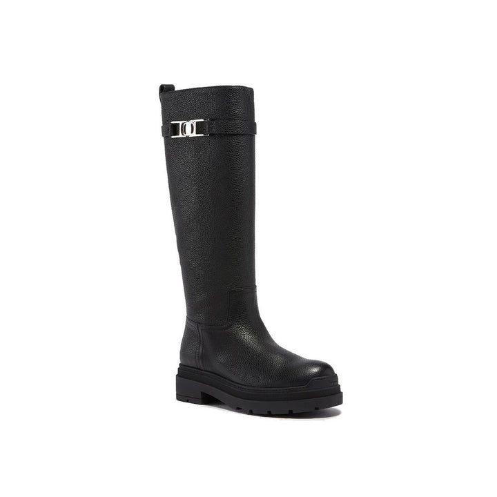 Salvatore Ferragamo Black Calfskin Over The Knee
