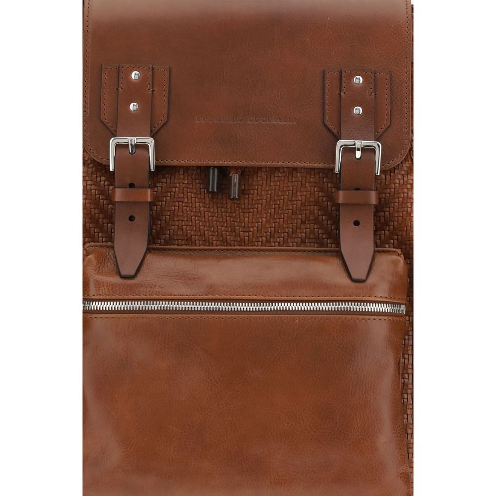 Brunello Cucinelli Brown Calf Leather Bos Taurus Backpack