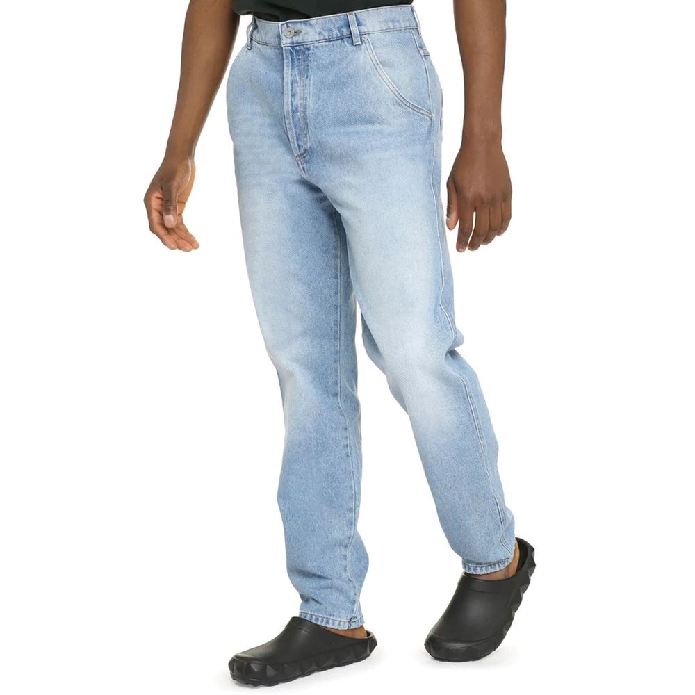 Balmain Blue Cotton Cropped Jeans