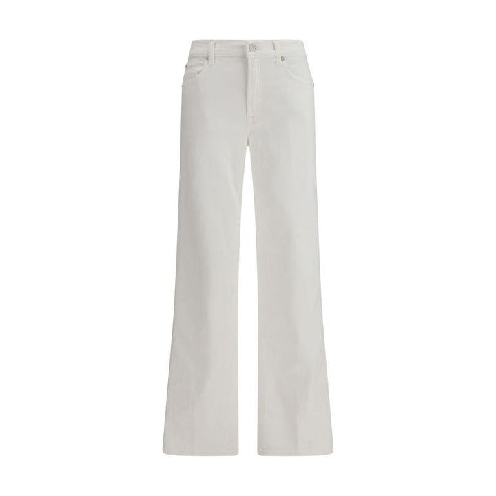 7FOR White Cotton Straight-Leg Jeans
