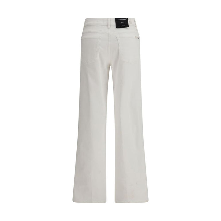 7FOR White Cotton Straight-Leg Jeans