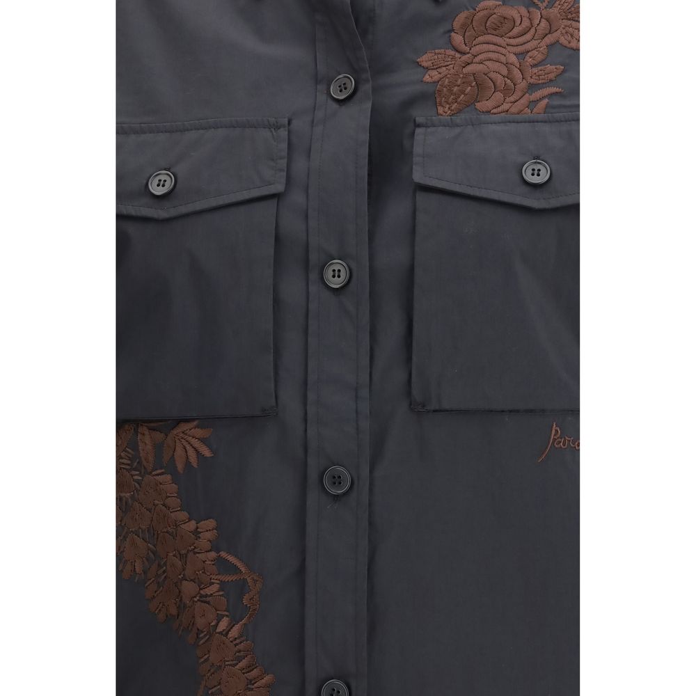 P.A.R.O.S.H. Black Cotton Pattern Shirt