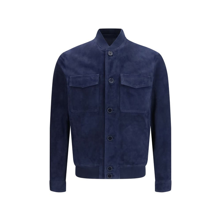 Salvatore Santoro Blue Calf Leather Bos Taurus Shell Jacket