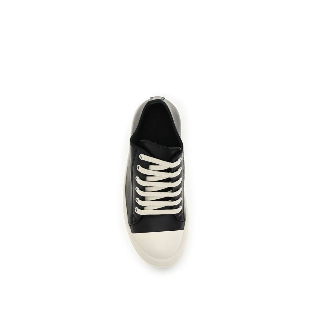 Rick Owens Black Calf Leather Bos Taurus Low Top Sneakers