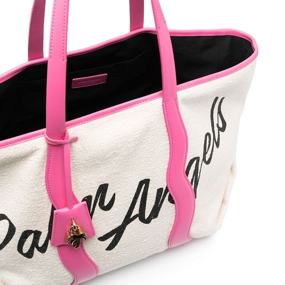 Palm Angels White Canvas Tote Bag