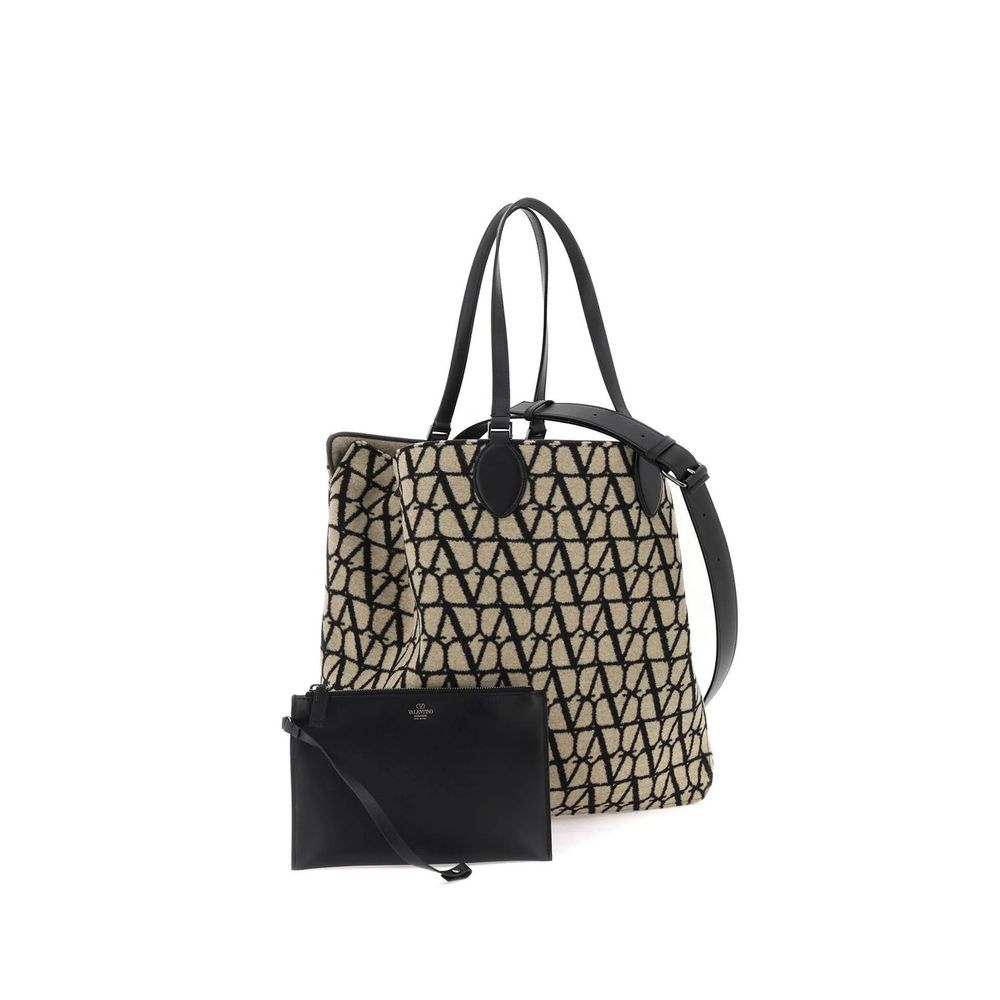 Valentino Garavani Beige Wool Tote Bag