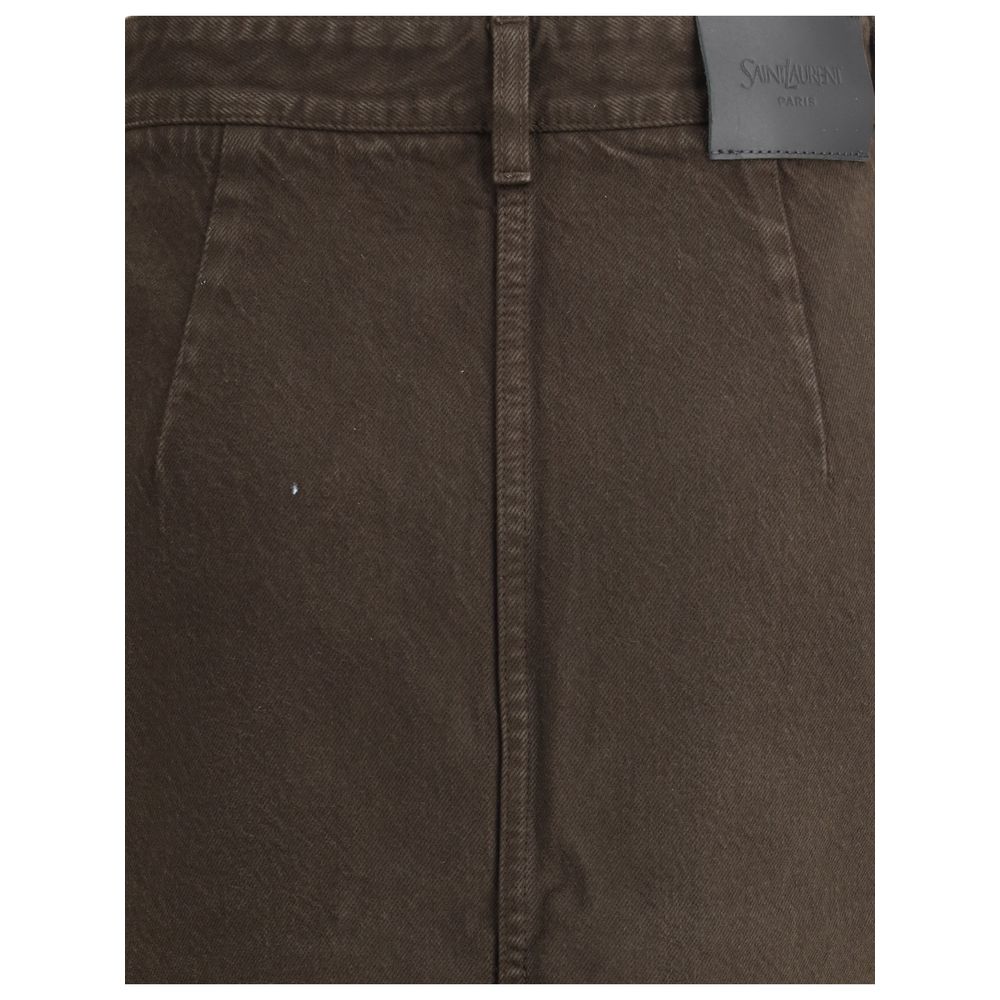 Saint Laurent Brown Denim Skirt