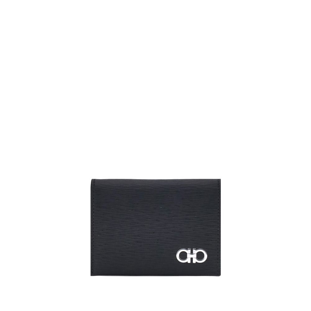 Ferragamo Black Calf Leather Bos Taurus Wallet