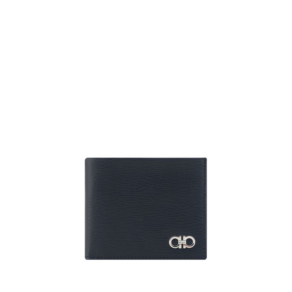 Ferragamo Black Calf Leather Bos Taurus Wallet