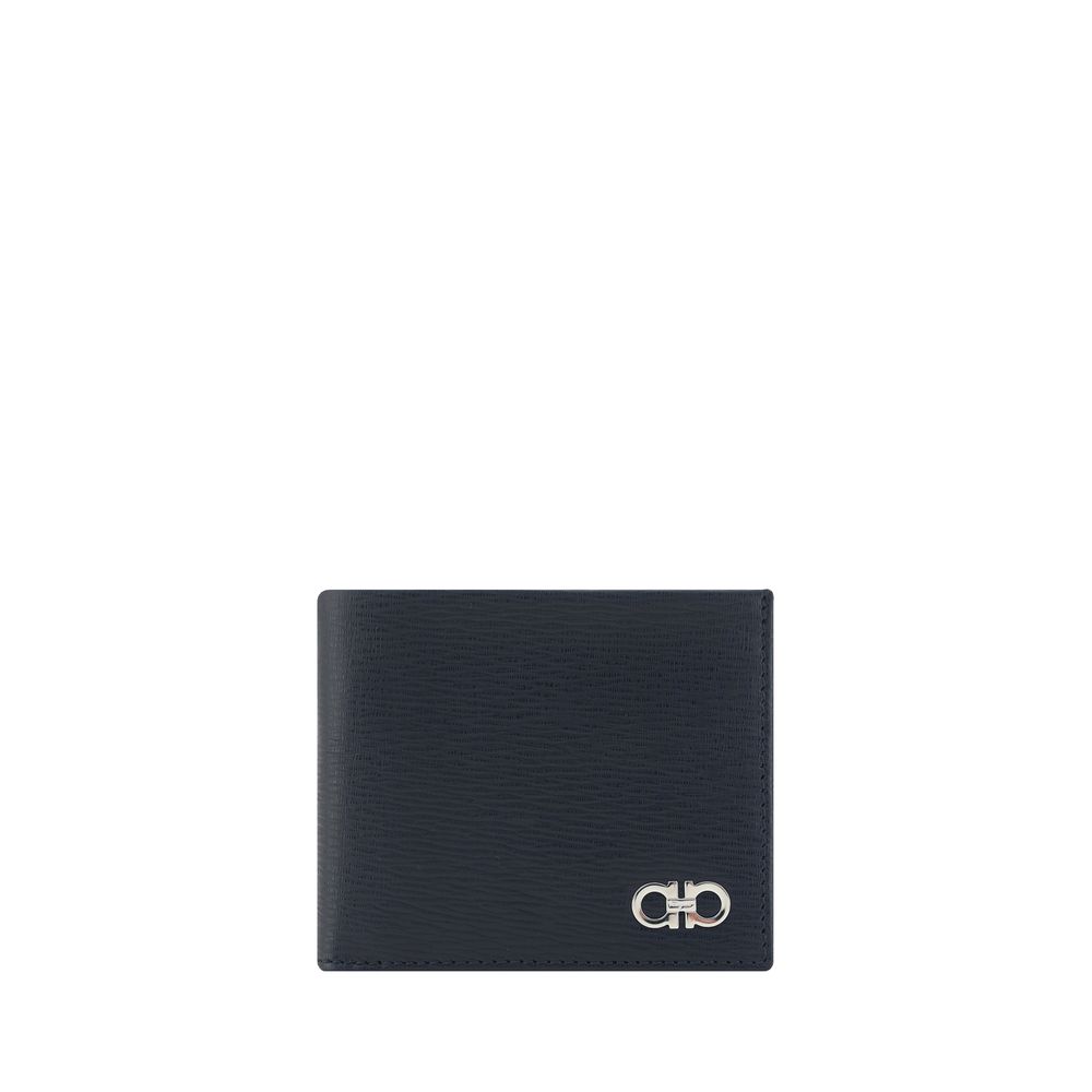 Ferragamo Black Calf Leather Bos Taurus Wallet