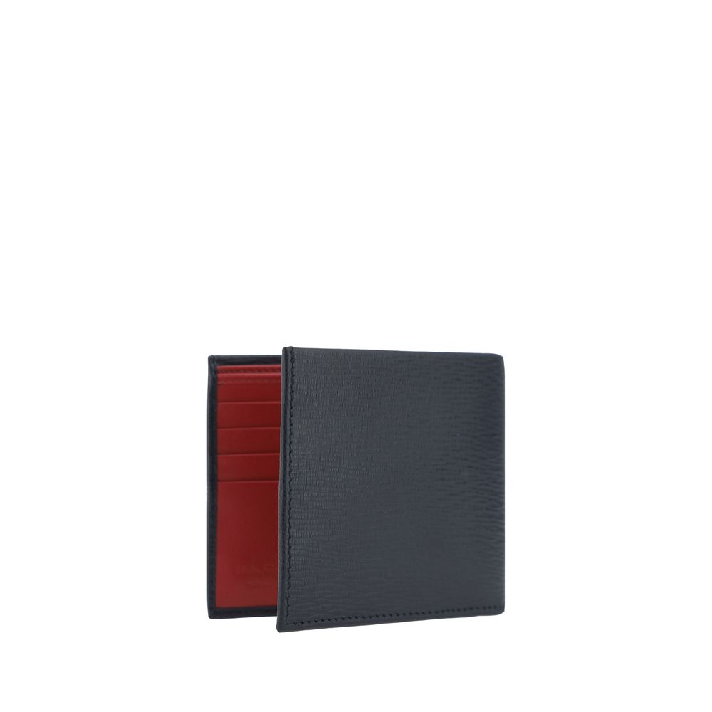 Ferragamo Black Calf Leather Bos Taurus Wallet