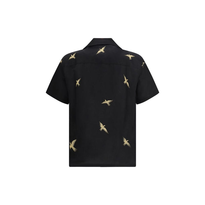 Baziszt Black Cotton Pattern Shirt