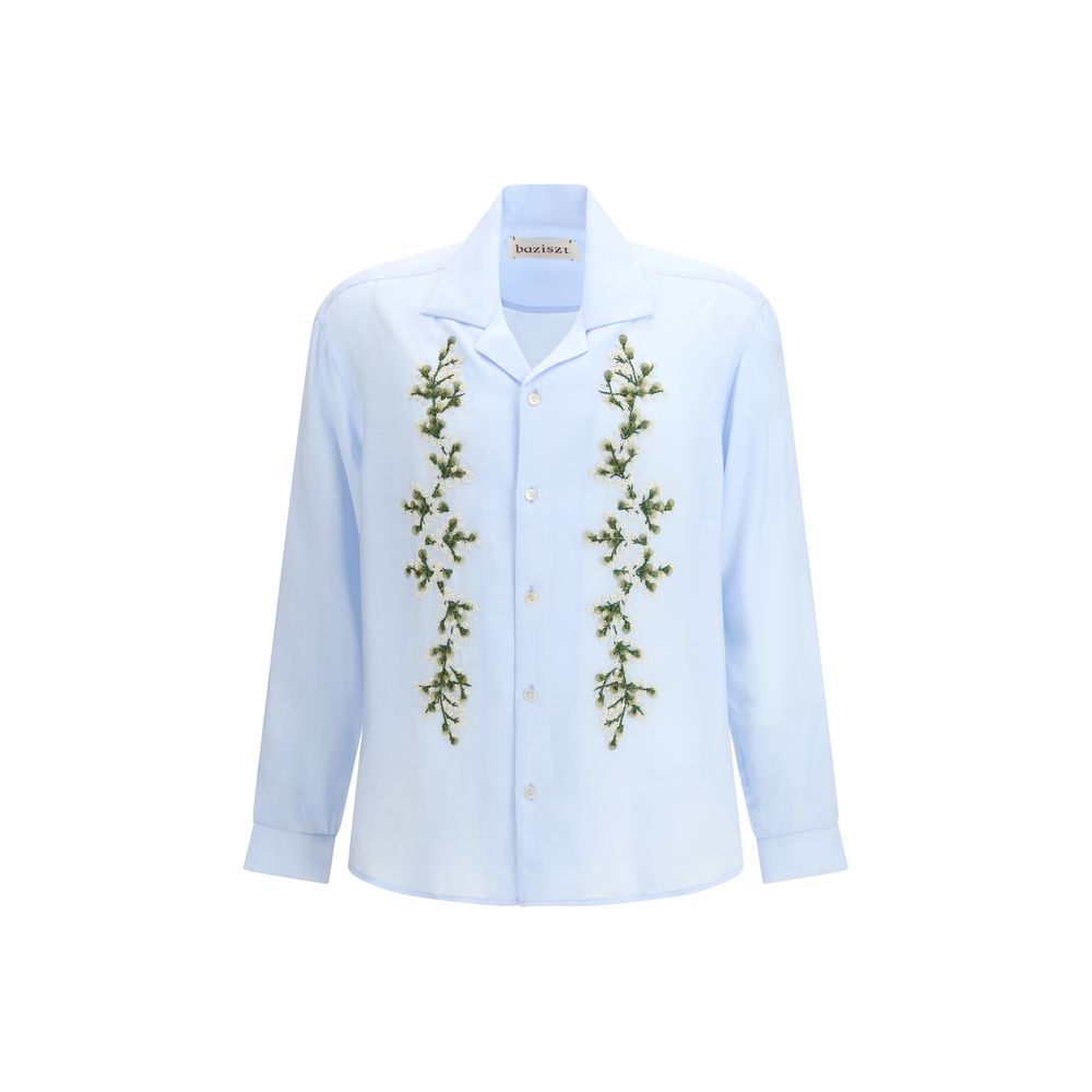 Baziszt Blue Cotton Dress Shirt