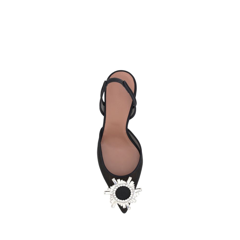 Amina Muaddi Black Polyester High Heel Pumps