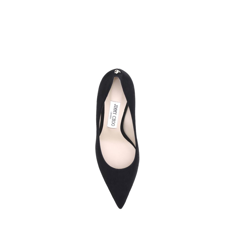 Jimmy Choo Black Goatskin Mid Heel Pumps