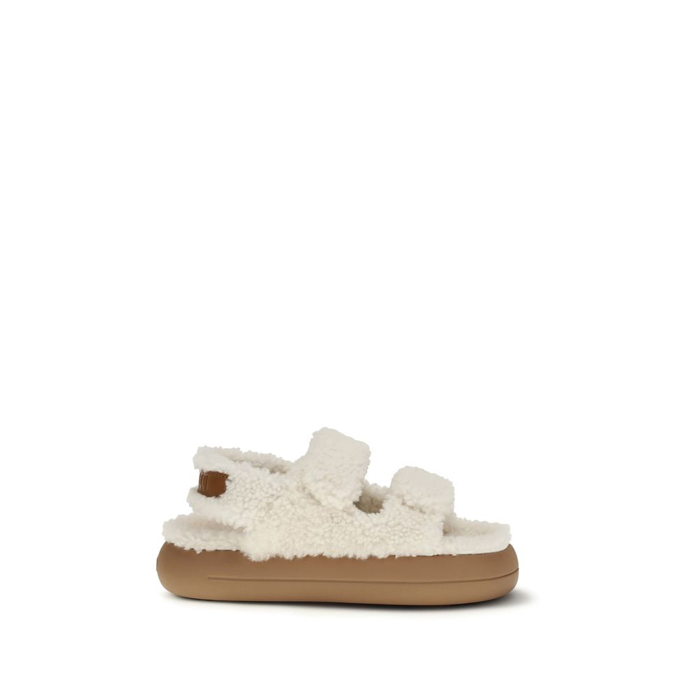 Moon Boot White Calf Leather Bos Taurus Flat Sandals