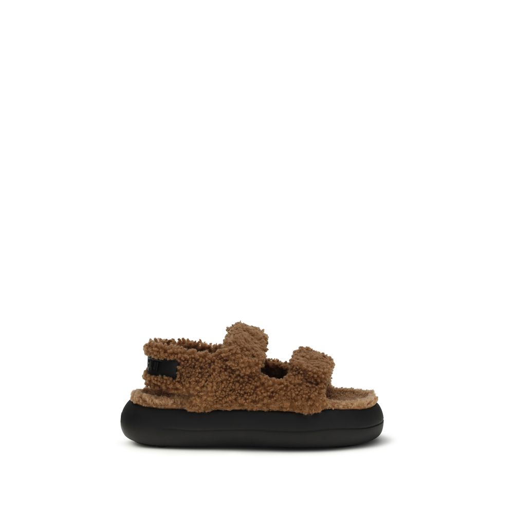 Moon Boot Brown Calf Leather Bos Taurus Slippers