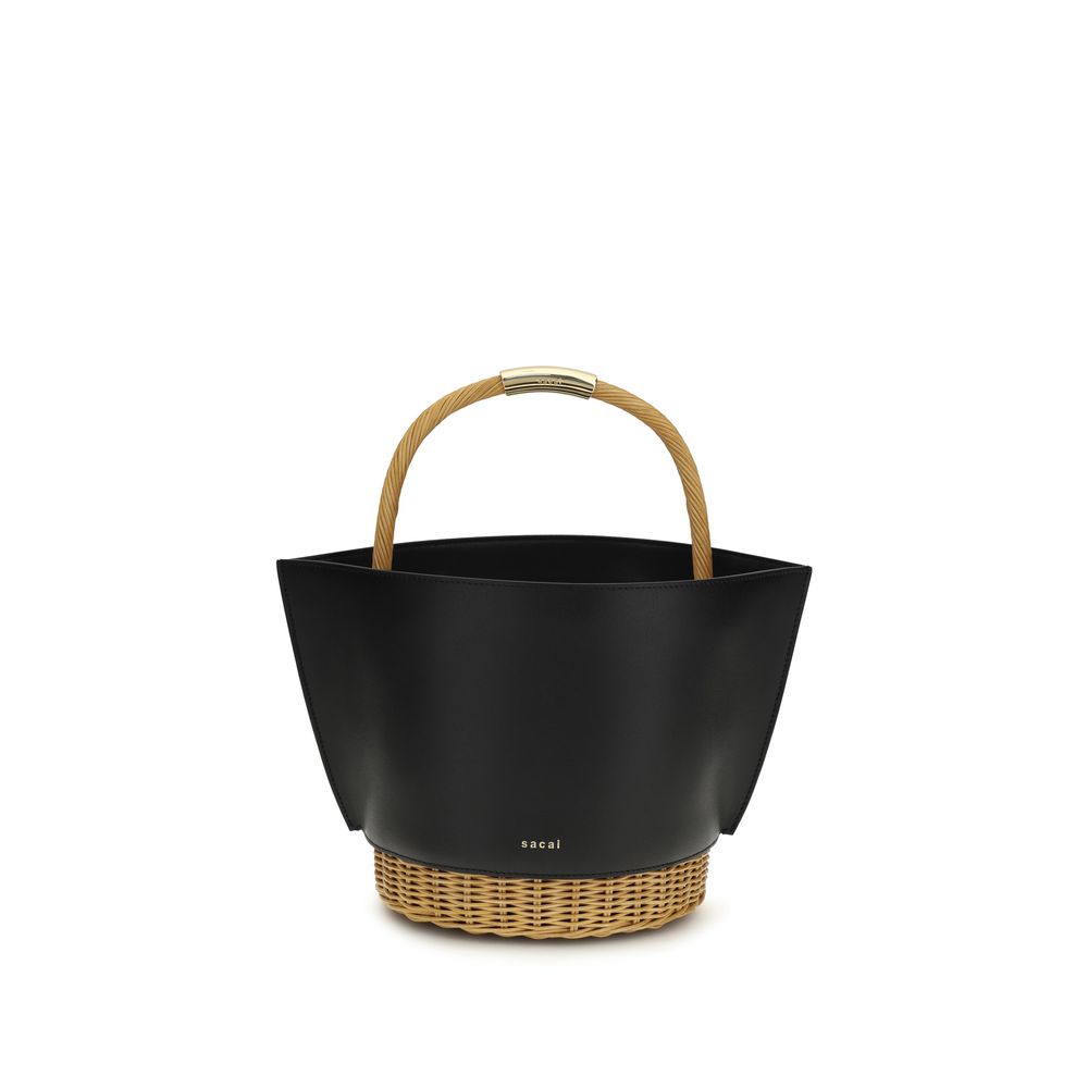 Sacai Black Calf Leather Bos Taurus Shoulder Bag