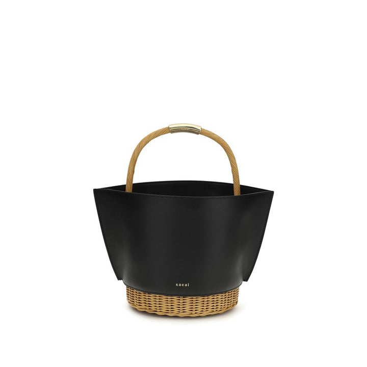 Sacai Black Calf Leather Bos Taurus Shoulder Bag