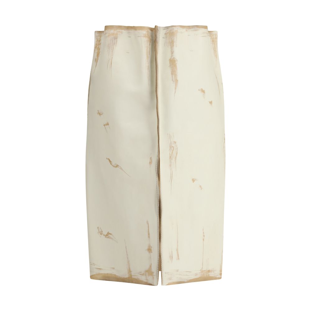 Prada White Leather Midi Skirt