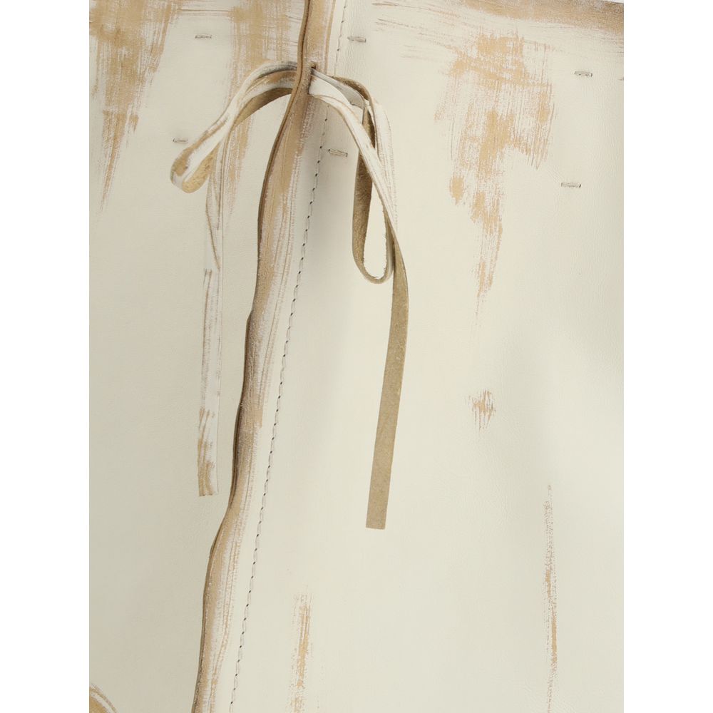 Prada White Leather Midi Skirt