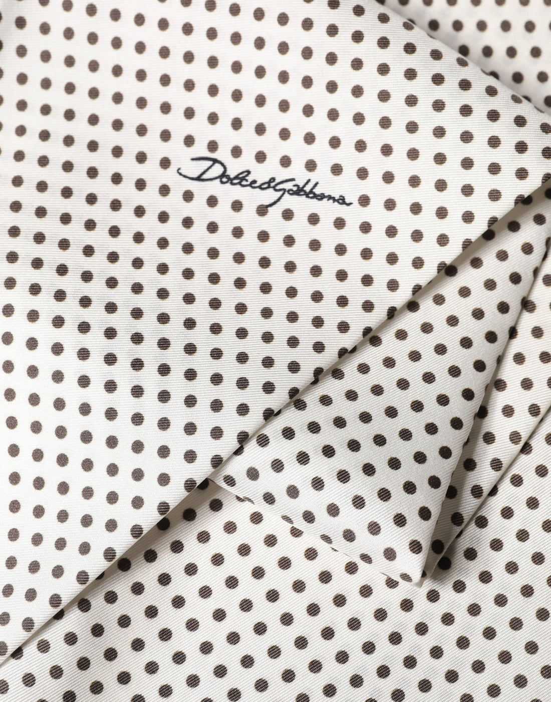 Dolce & Gabbana White Brown Polka Dot Silk Bandeau Neck Wrap 151cm x 13cm  Scarf
