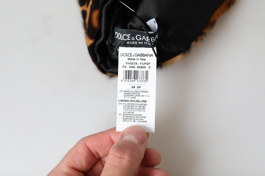 Dolce & Gabbana Brown Leopard Fur Women Bucket Capello Hat