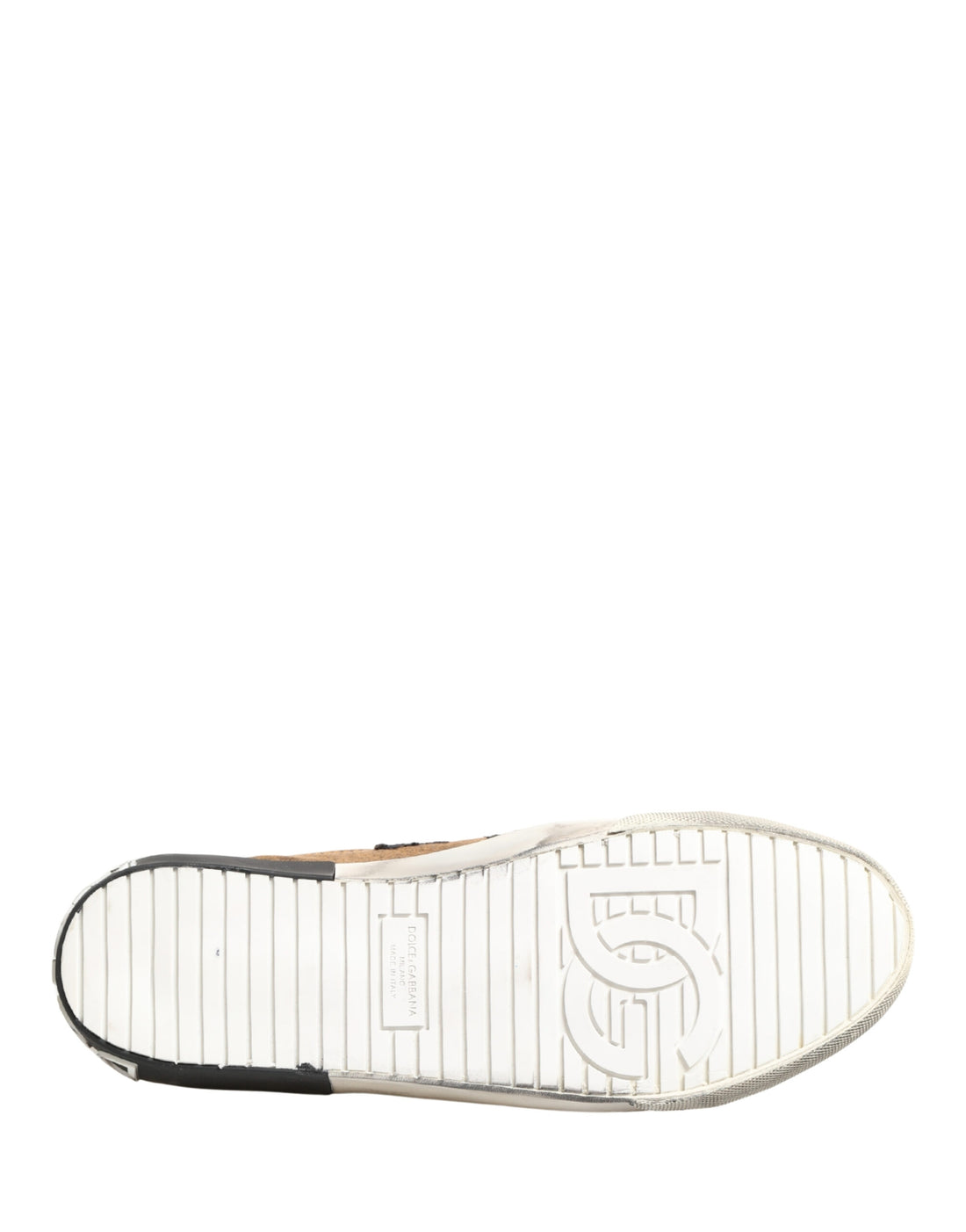 Dolce & Gabbana Brown Black Patch Denim Low Top Sneakers Shoes