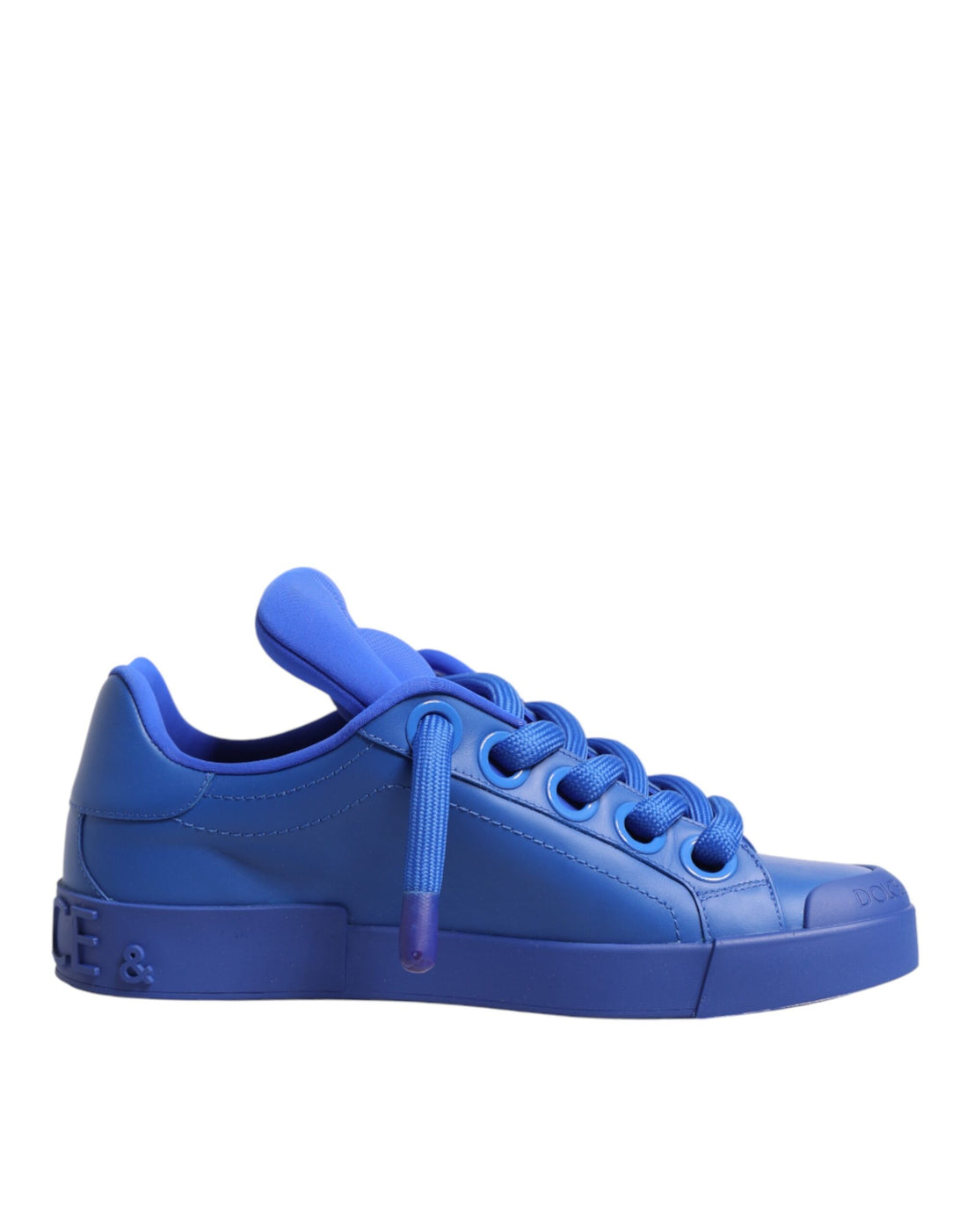 Dolce & Gabbana Blue Leather DG Logo Sole Low Top Sneakers Shoes