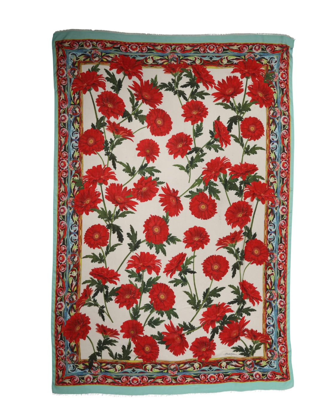 Dolce & Gabbana Multicolor Floral Print Wrap Shawl 196cm x 132cm Scarf