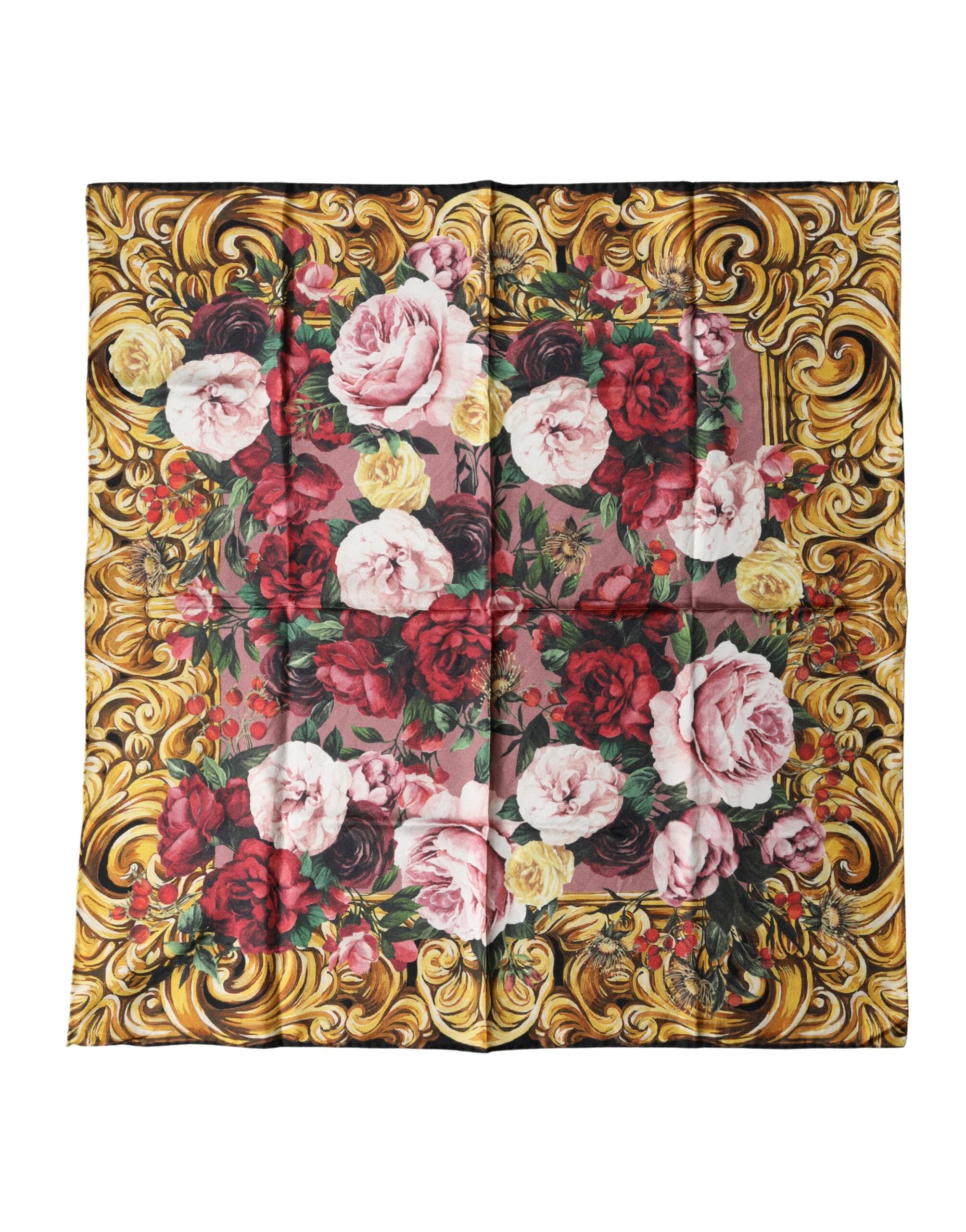 Dolce & Gabbana Multicolor Floral Silk Square Foulard 63cm x 61cm Scarf