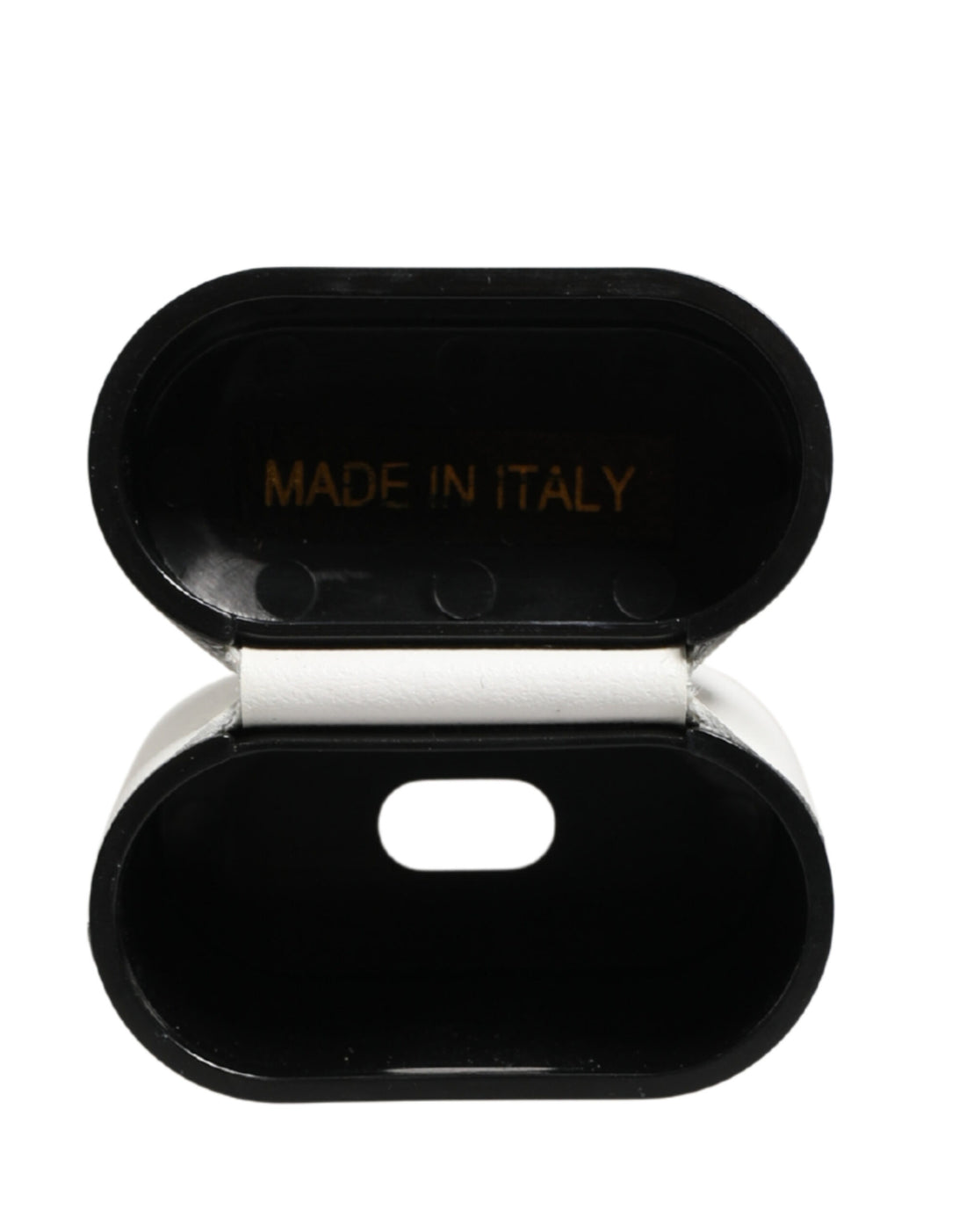 Dolce & Gabbana White Calf Leather Logo Print Flip Holder  Airpods Case