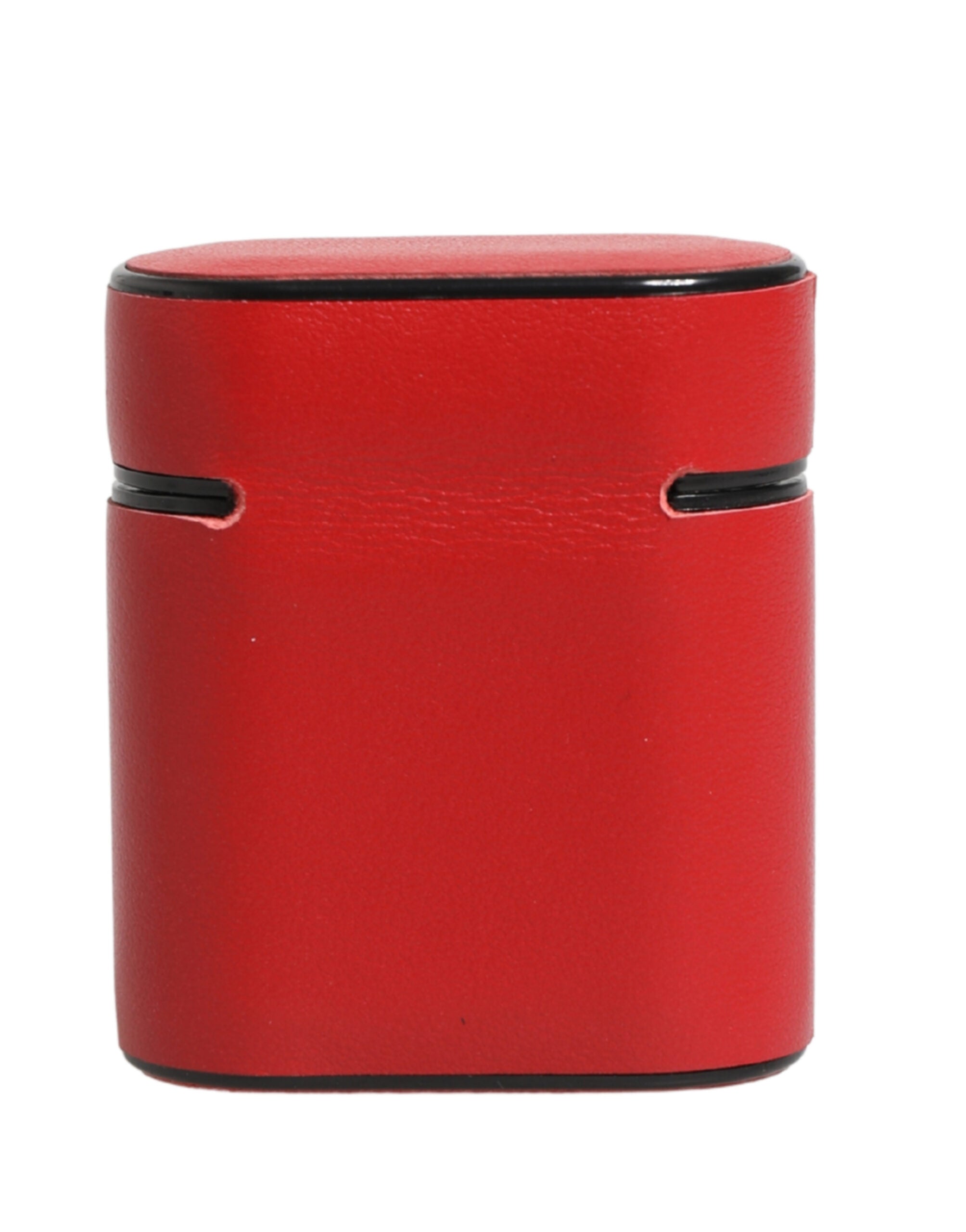 Dolce & Gabbana Red Calf Leather Logo Print Flip Holder Airpods Case