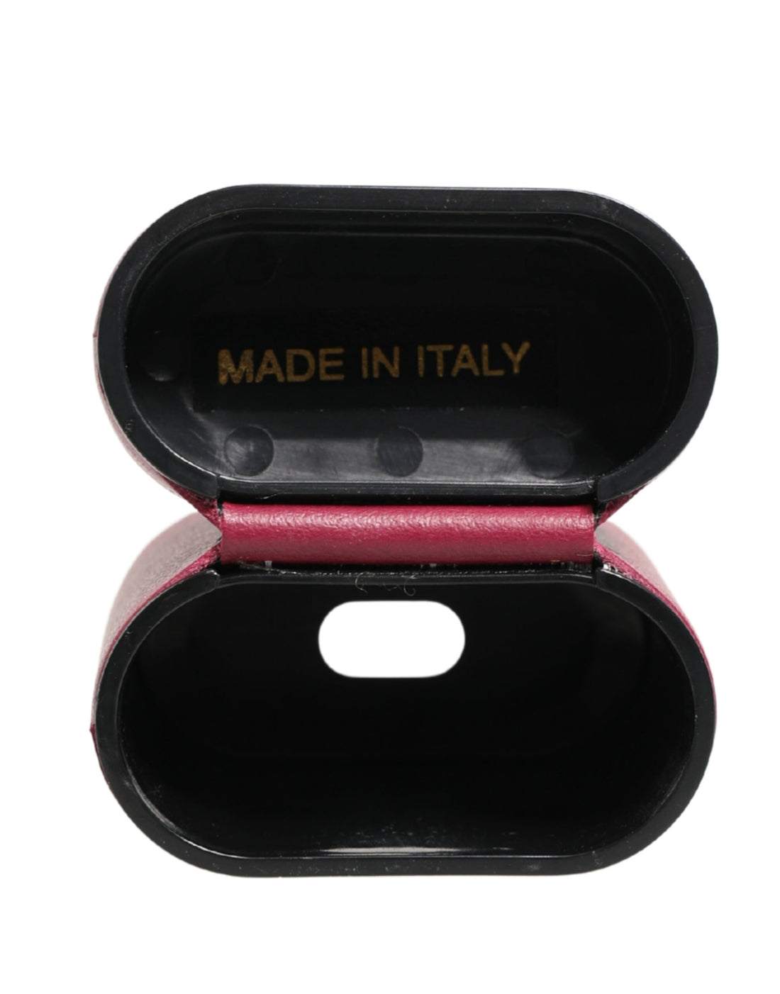 Dolce & Gabbana Pink Calf Leather Logo Print Flip Holder Airpods Case