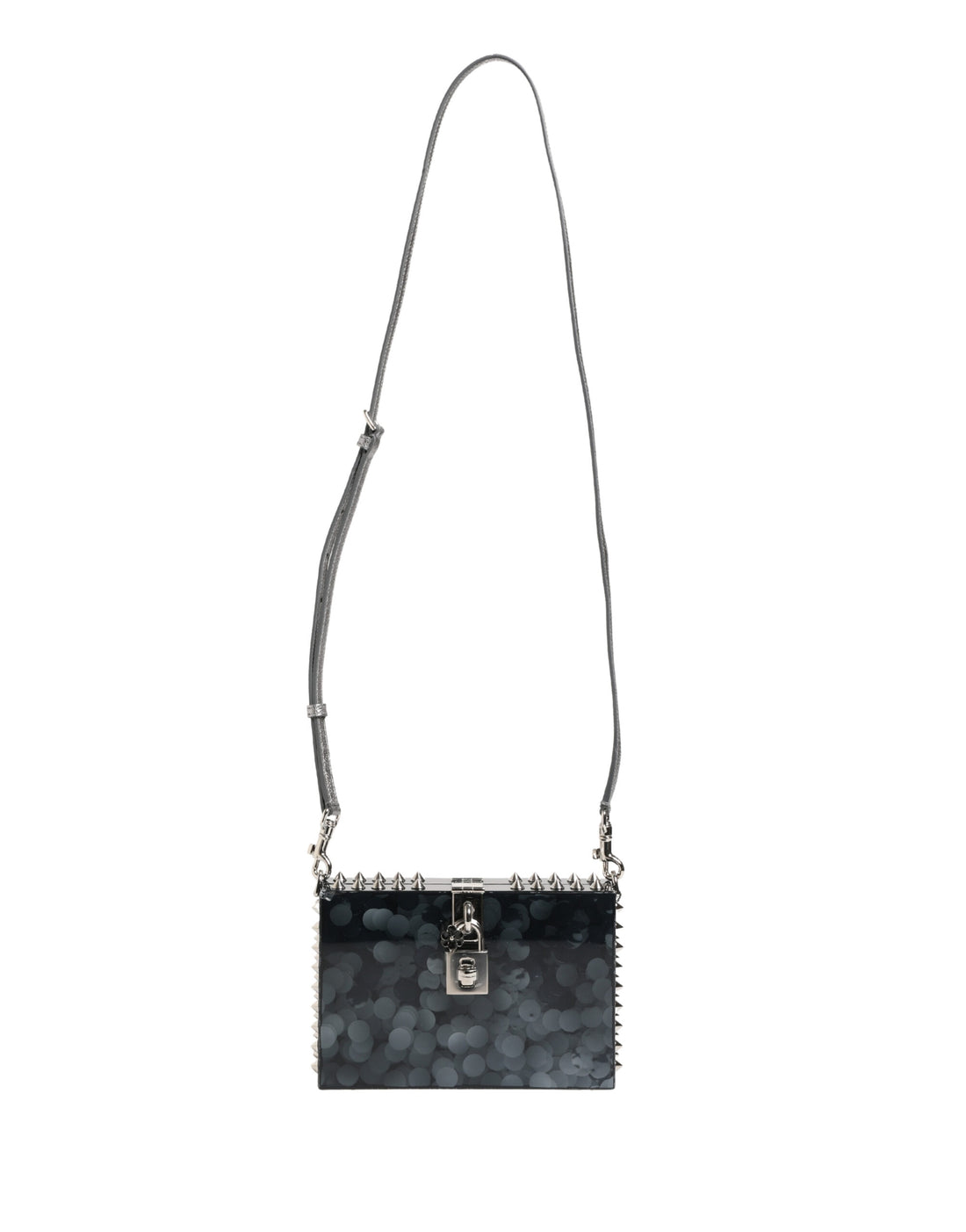 Dolce & Gabbana Black Acrylic Plexiglass Studded DOLCE BOX Clutch Bag