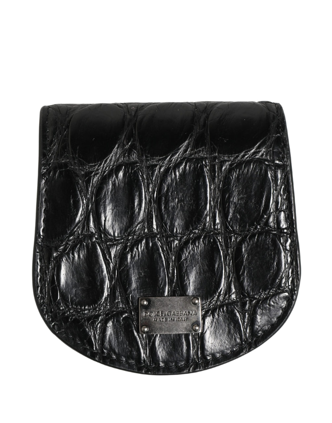 Dolce & Gabbana Black Exotic Skin Condom Case Holder Pocket Wallet