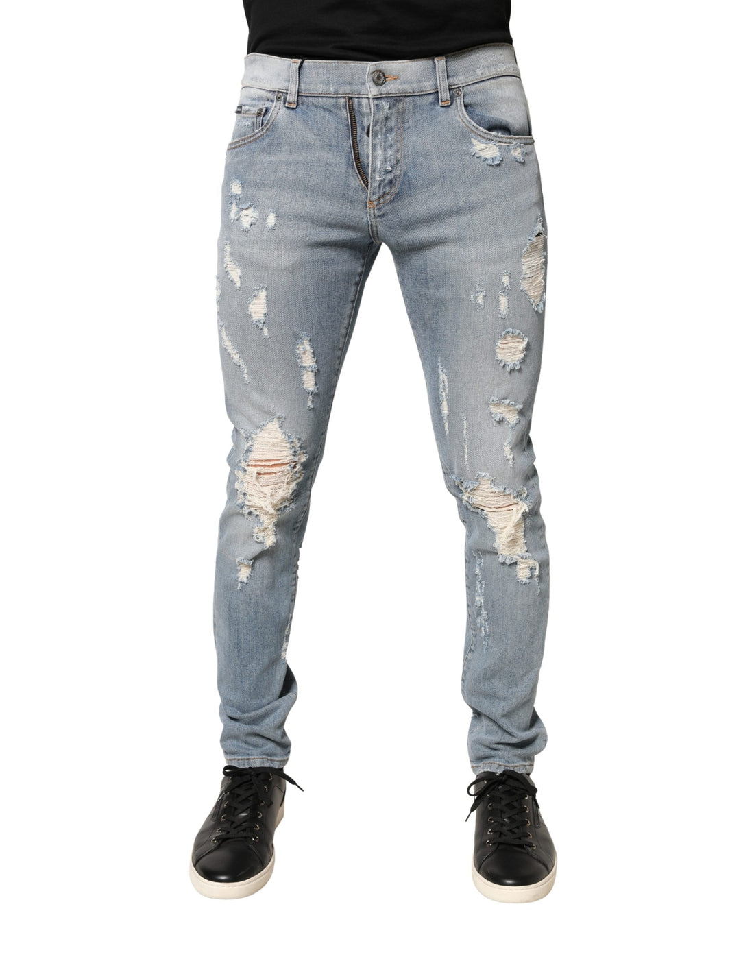 Dolce & Gabbana Light Blue Distressed Skinny Men Denim Jeans