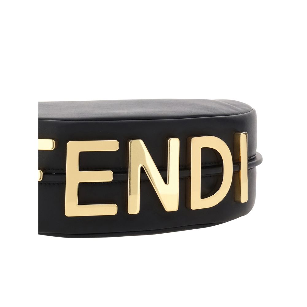 Fendi Black Calf Leather Bos Taurus Shoulder Bag
