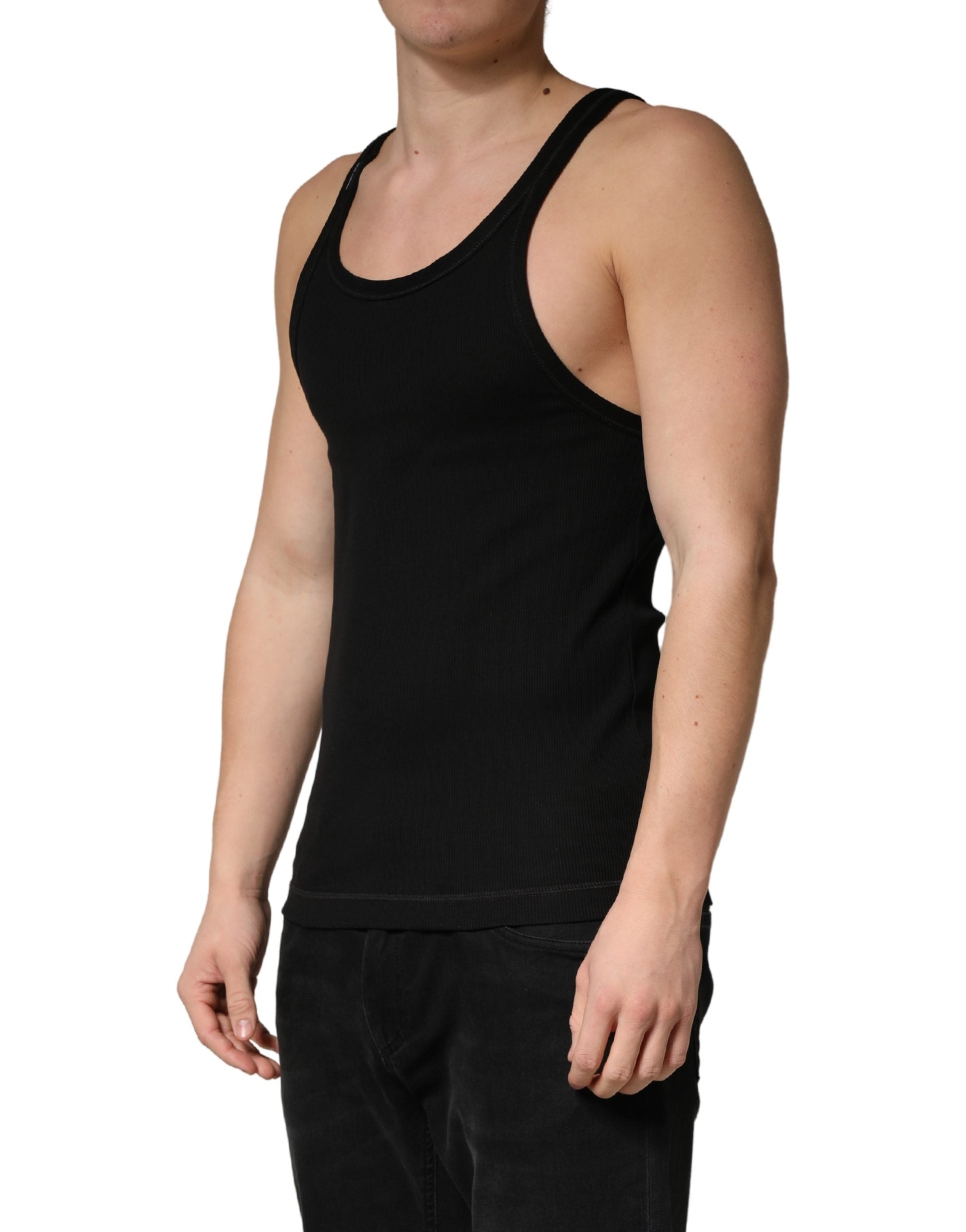 Dolce & Gabbana Black Sleeveless Round Neck Tank Top T-shirt