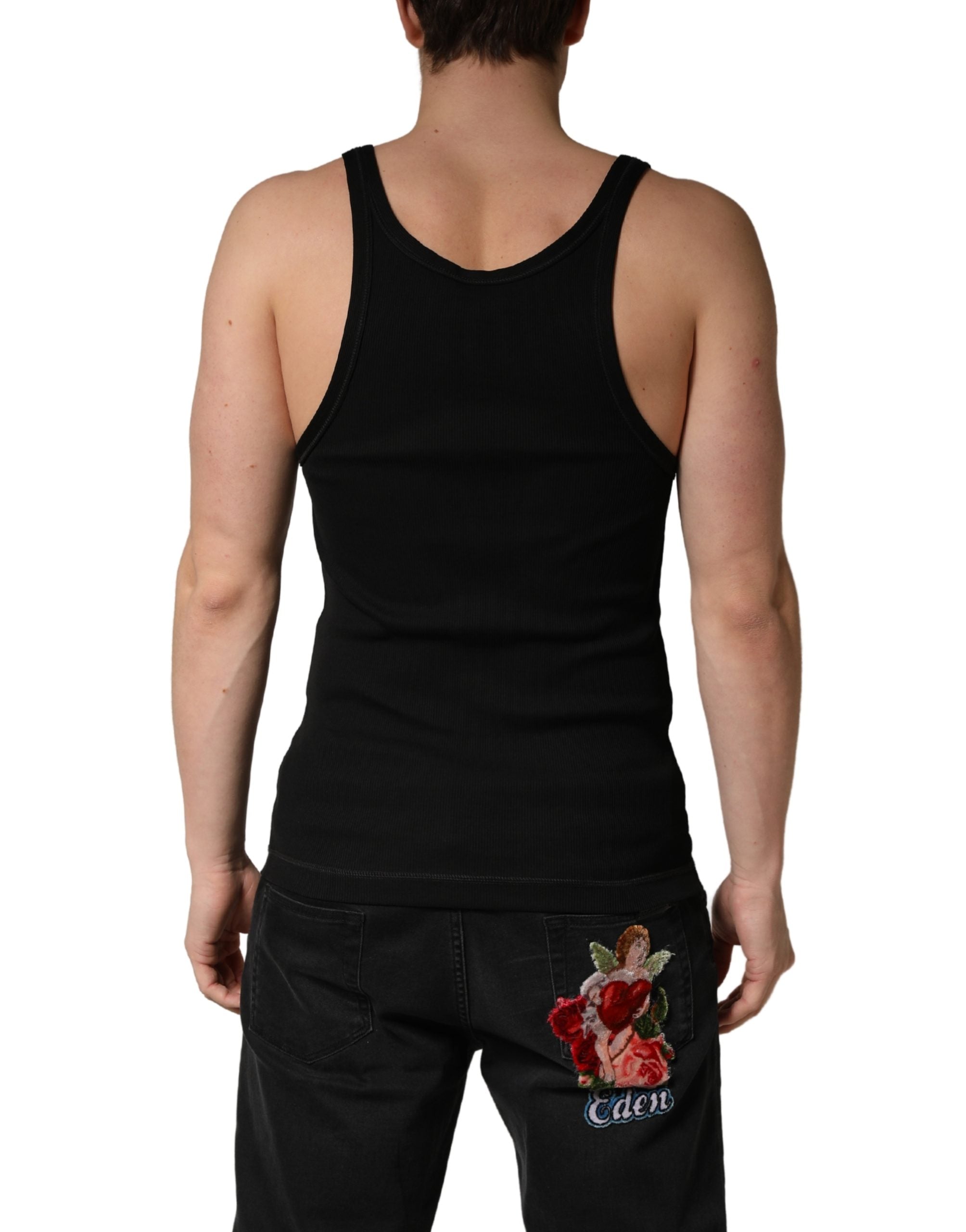 Dolce & Gabbana Black Sleeveless Round Neck Tank Top T-shirt