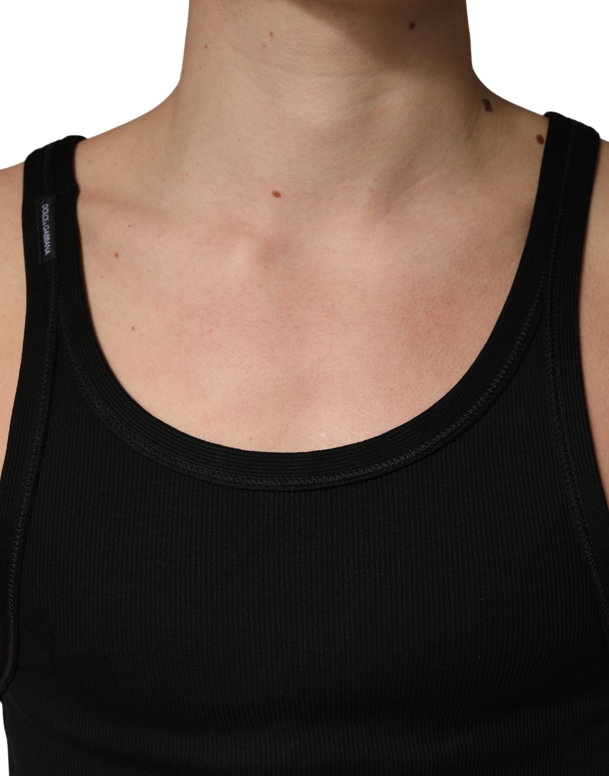 Dolce & Gabbana Black Sleeveless Round Neck Tank Top T-shirt